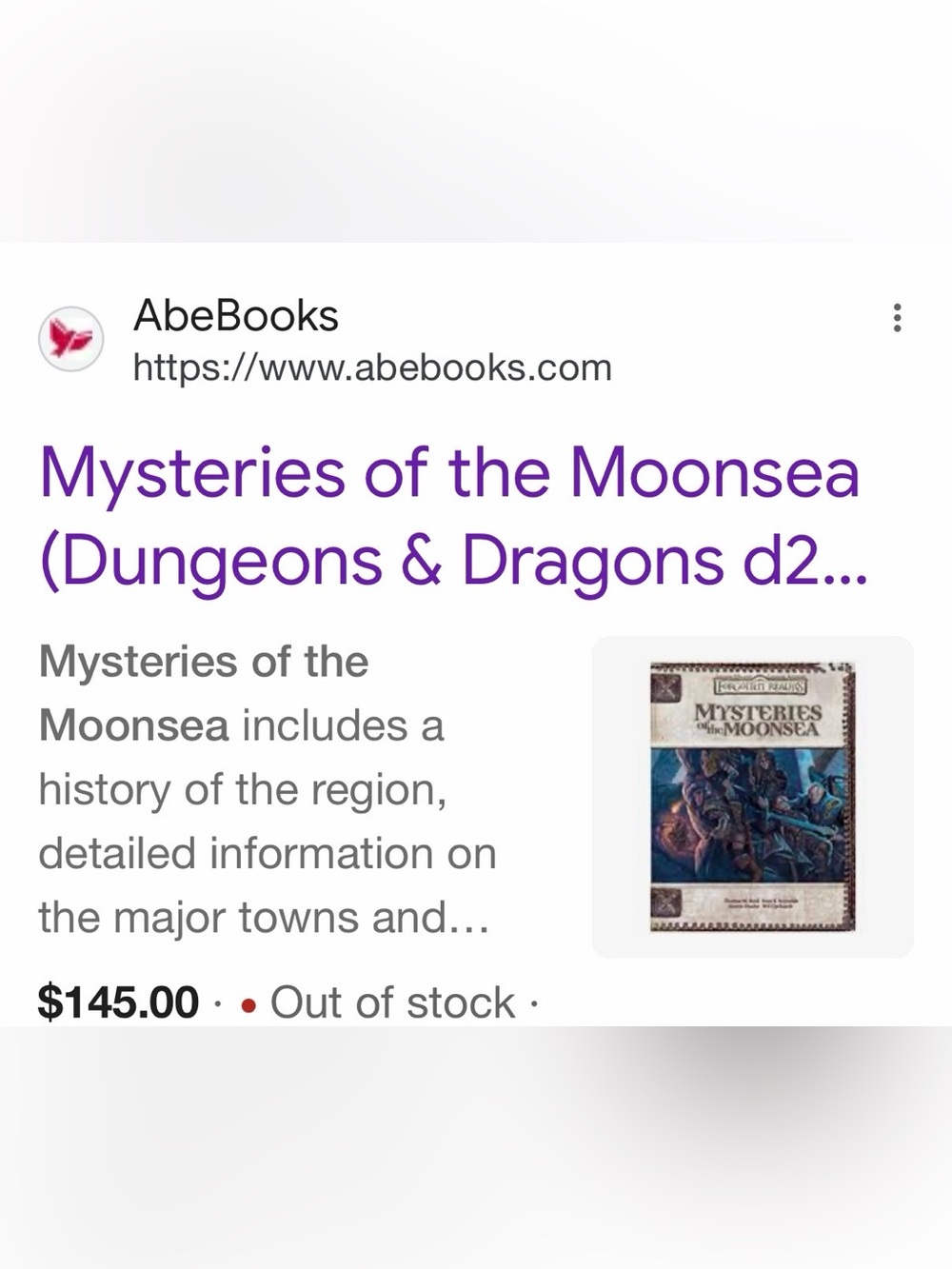 Dungeons & Dragons Forgotten Realms Mysteries of the Moonsea hardcover book